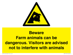Beware Farm animals can be dangerous. Visitors are advised not to interfere with animals